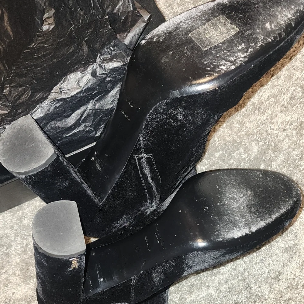 Yves Saint Laurent Black Velvet Ankle Boots - Picture 7 of 14